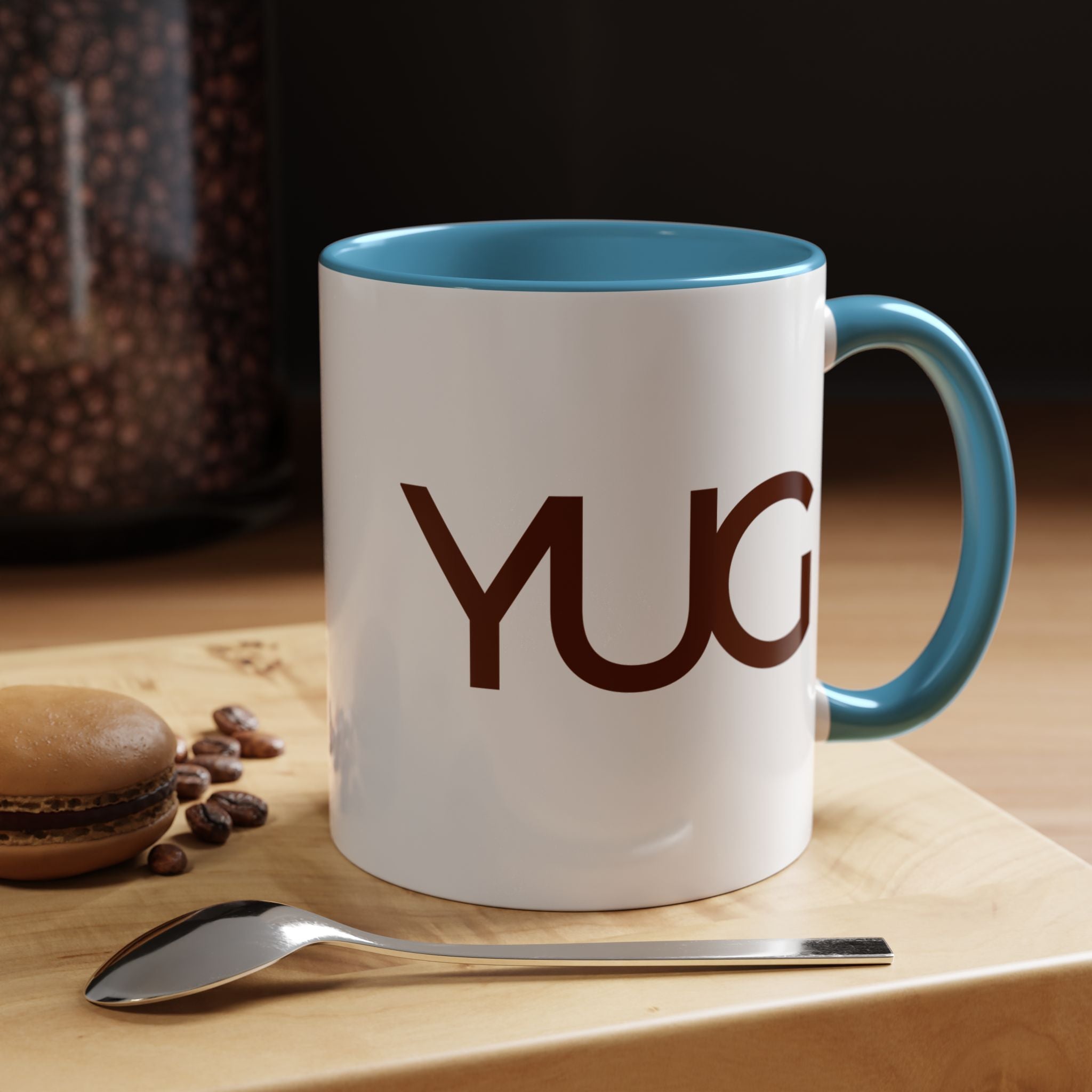 Yug Logo Accent Coffee Mug — Modern Minimalist Branded Ceramic Mug